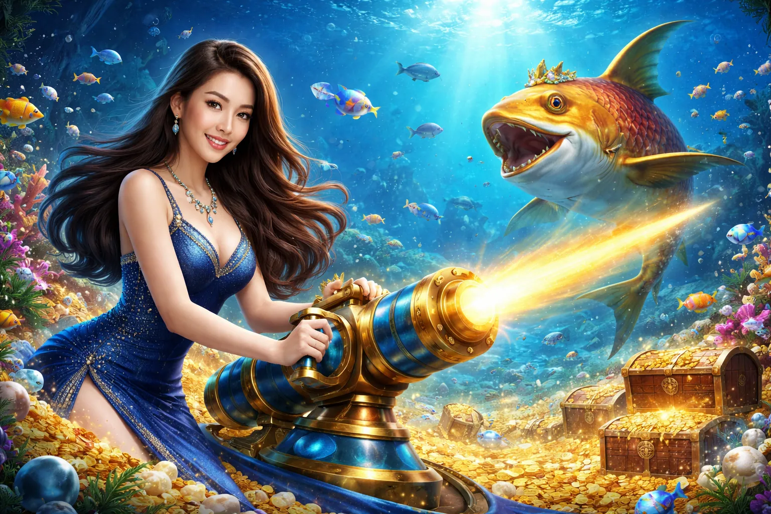 Hình ảnh chính của trò chơi bắn cá QQ88 với đồ họa sống động